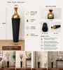 Gold & Black Metal Hammered Vase, Bottle Shape Flower Vase for HomeDecor