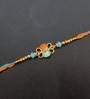 Gold & Blue Antique Butterfly Enamel Rakhi With Soft Thread
