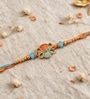 Gold & Blue Antique Butterfly Enamel Rakhi With Soft Thread