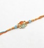 Gold & Blue Antique Butterfly Enamel Rakhi With Soft Thread