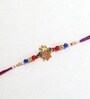 Gold & Blue Antique Two Peacock Rakhi With Soft Thread