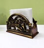 Gold & Brown  Handpainted  Wood   Tissue Holder