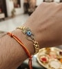 Gold & Brown Mahadev Rudraksh Gold Finish Chain Bracelet Rakhi