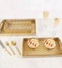 Gold & Silver MDF Wood Chevron (Set of 3) Serving Tray