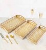 Gold & Silver MDF Wood Chevron (Set of 3) Serving Tray