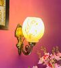 Gold & White B22 holder Metal & Glass Uplight Wall Scone