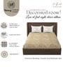 Gold & White Glace Cotton Floral Print Elastic Fitted King Bedsheet With 2 Pillow Covers
