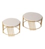 Gold & White Round Metal Buffet Platter Set of 2