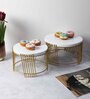 Gold & White Round Metal Buffet Platter Set of 2