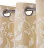 Gold Floral Cotton Blend 5 Ft Light Filtering Eyelet Window Curtain