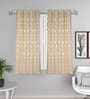 Gold Floral Cotton Blend 5 Ft Light Filtering Eyelet Window Curtain