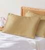 Gold Solid 210TC Satin 17 x 27 Inches Pillow Covers (Set of 2)