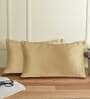 Gold Solid 210TC Satin 17 x 27 Inches Pillow Covers (Set of 2)