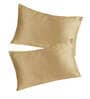 Gold Solid 210TC Satin 17 x 27 Inches Pillow Covers (Set of 2)