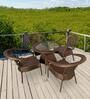 Gold Wicker Patio Table and Chair Set in Golden Corduroy with 4 Chairs