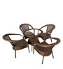 Gold Wicker Patio Table and Chair Set in Golden Corduroy with 4 Chairs
