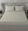 Gold Abstract 200 TC 100% Cotton Queen Sized Bed Sheets with 2 Pillow Covers