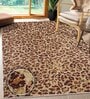 Gold Abstract Polyester 8' X 10' Machine Made Carpet