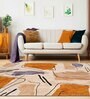 Gold Abstract Polyester 9' X 12' Machine Made Carpet