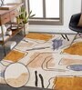 Gold Abstract Polyester 9' X 12' Machine Made Carpet
