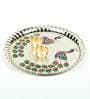 Gold Acrylic Puja Thali Peacock Design