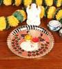 Gold Acrylic Puja Thali Peacock Design