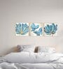 Gold Aluminium Modern Blue Floral  Wall Accents Set of 1