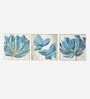 Gold Aluminium Modern Blue Floral  Wall Accents Set of 1