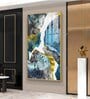 Gold and Blue Abstraction Glass Finish Vertical Wall Art