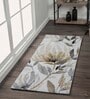 Gold and Grey Floral Polypropylene 5 ft x 2.5 ft Machine Made Runner