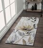 Gold and Grey Floral Polypropylene 5 ft x 2 ft Machine Made Runner