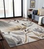 Gold and Grey Floral Polypropylene 7 ft x 5 ft Machine Made Carpet