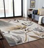 Gold and Grey Floral Polypropylene 9 ft x 6 ft Machine Made Carpet