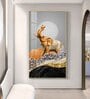 Gold and Silver Elephant Figurine Glass Finish Vertical Wall Art