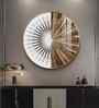 Gold And White Abstract Acrylic Round Wall Art