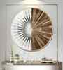 Gold And White Abstract Acrylic Round Wall Art