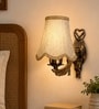 Gold Antique Decorative Wall Lamp with Beige Jute Shade for Home Interior