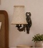 Gold Antique Wall Lamp with Beige Jute Shade & Restaurant