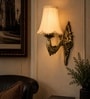 Gold Antique Wall Light with Beige Jute Shade, Dining & Hotel