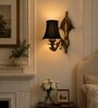 Gold Antique Wall Light with Black Cotton Shade