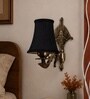 Gold Antique Wall Light with Black Cotton Shade