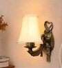 Gold Antique Wall Mounted Lamp with Off-White Cotton Shade & Hall