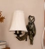 Gold Antique Wall Mounted Lamp with Off-White Cotton Shade & Hall