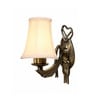 Gold Antique Wall Mounted Lamp with Off-White Cotton Shade & Hall