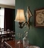 Gold Antique Wall Mounted Lamp with Off-White Cotton Shade