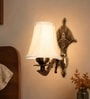 Gold Antique Wall Mounted Lamp with Off-White Cotton Shade