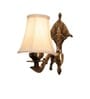 Gold Antique Wall Mounted Lamp with Off-White Cotton Shade