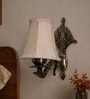 Gold Antique Wall Mounted Lamp with Off-White Cotton Shade