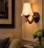 Gold Antique Wall Mounted Off-White Fabric Shade Lamp & Office