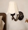 Gold Antique Wall Mounted Off-White Fabric Shade Lamp & Office